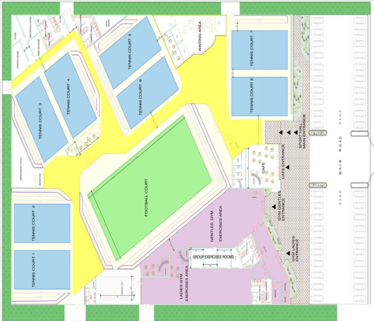 المخطط العام لمشروع ملعب بادل تنس