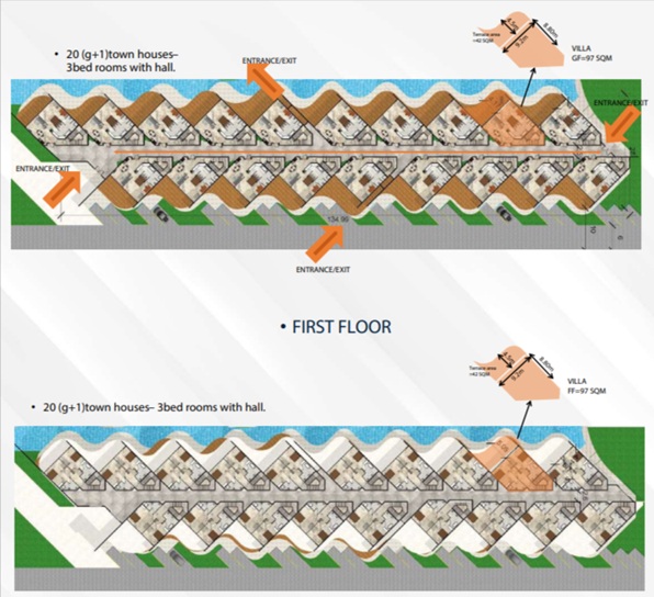 مخطط الطابق الأرضي لمشروع منتجع النخيل