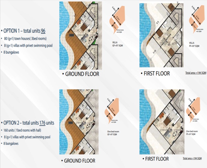 مخطط الطابق الأول لمشروع منتجع النخيل